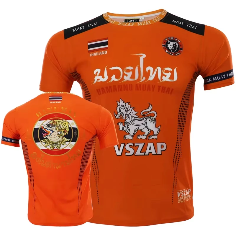 

Best-selling men's Muay Thai training wear, fashionable and breathable T-shirt, round-neck T-shirt, fitness quick-drying T-shirt