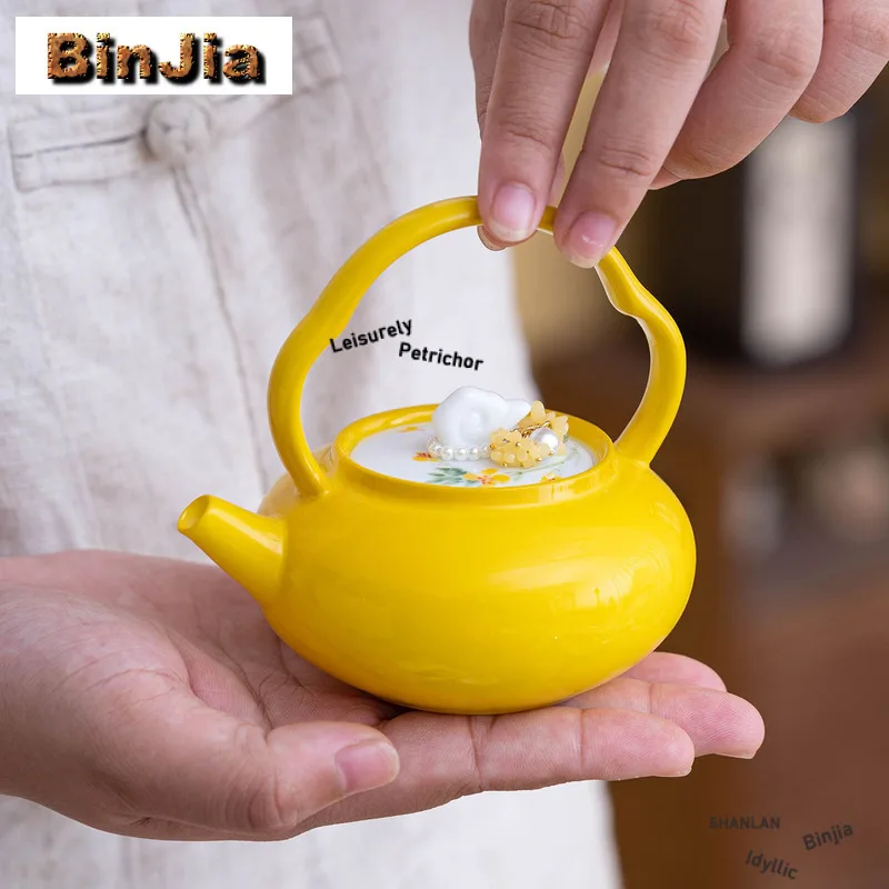 

150ml Hand-painted Rape Flower Teapot Vintage Tea Infuser Pot Tea Maker Kettle With Ball Hole Teaset Accessories Decoration