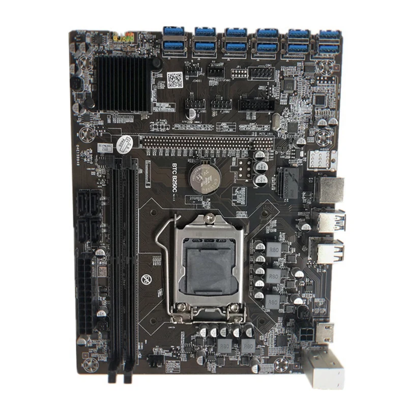 B250C BTC Mining Motherboard With 2XSATA Cable 12XPCIE To USB3.0 Graphics Card Slot LGA1151 Support DDR4 RAM Motherboard