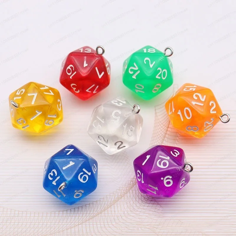 Acrylic 20 Sides Solid Color Transparent Color Digital Sieve Pendant DIY Handmade Jewelry Pendant Accessories Material - Detail 1