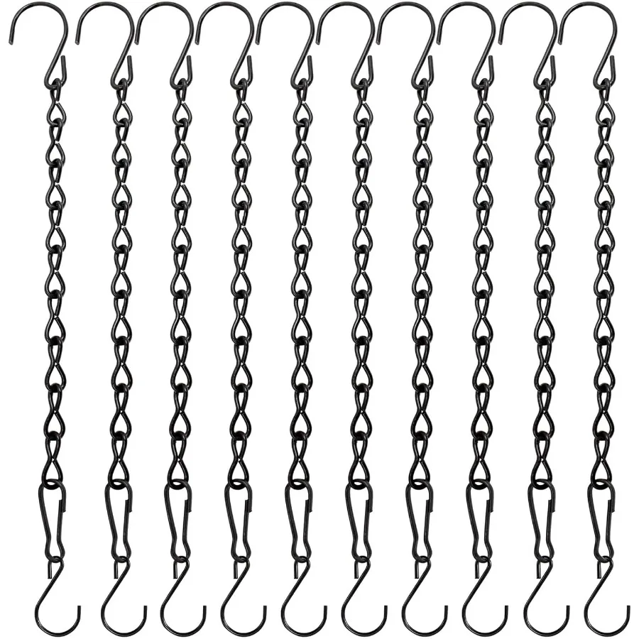 

10 Pack 9.5 Inch Black Hanging Chains Garden Plant Hangers for Hanging Bird Feeders Billboards Chalkboards Basket Planters Lant