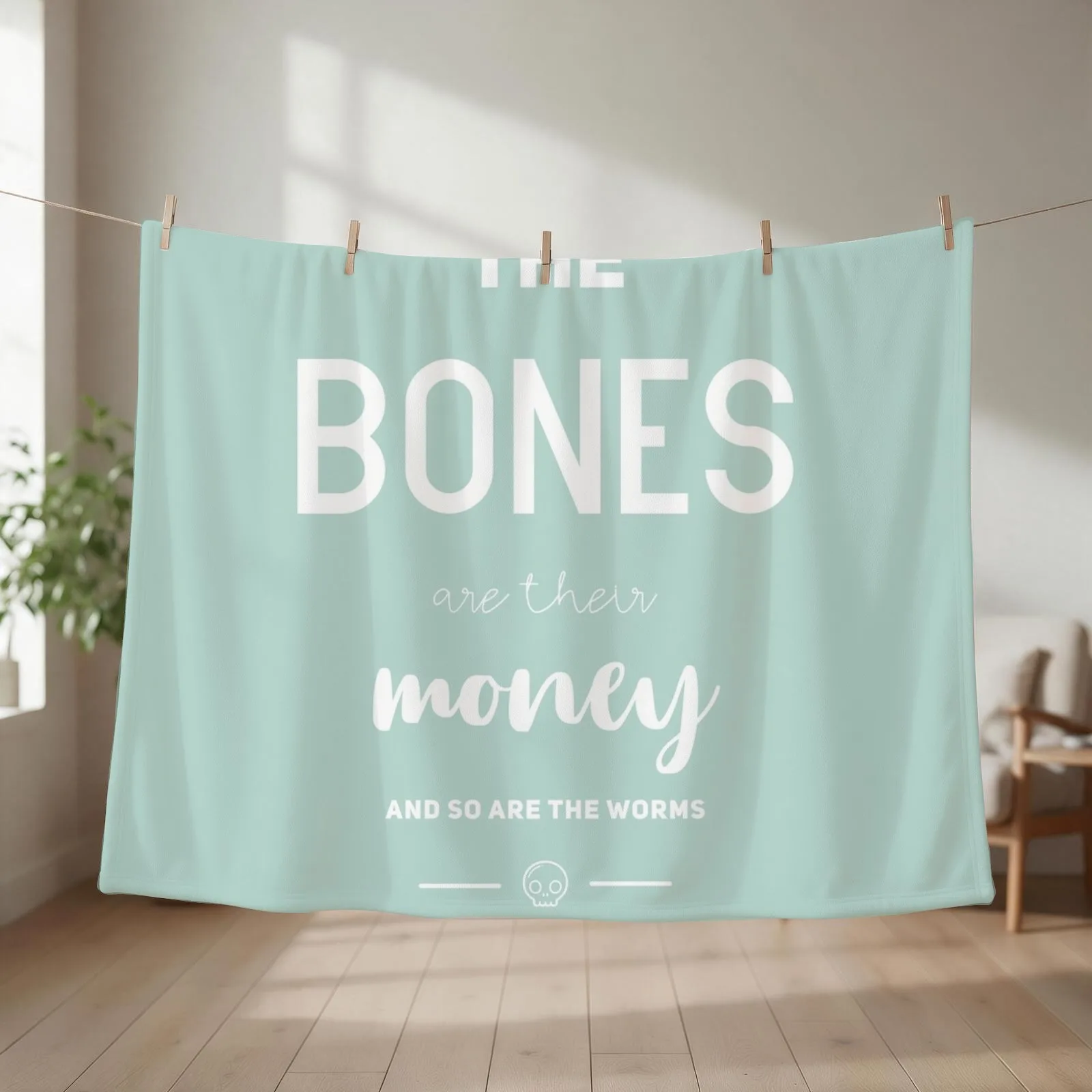 The Bones are Their Money Throw Blanket couch cozy soft plush fuzzy picnic outdoor blanket