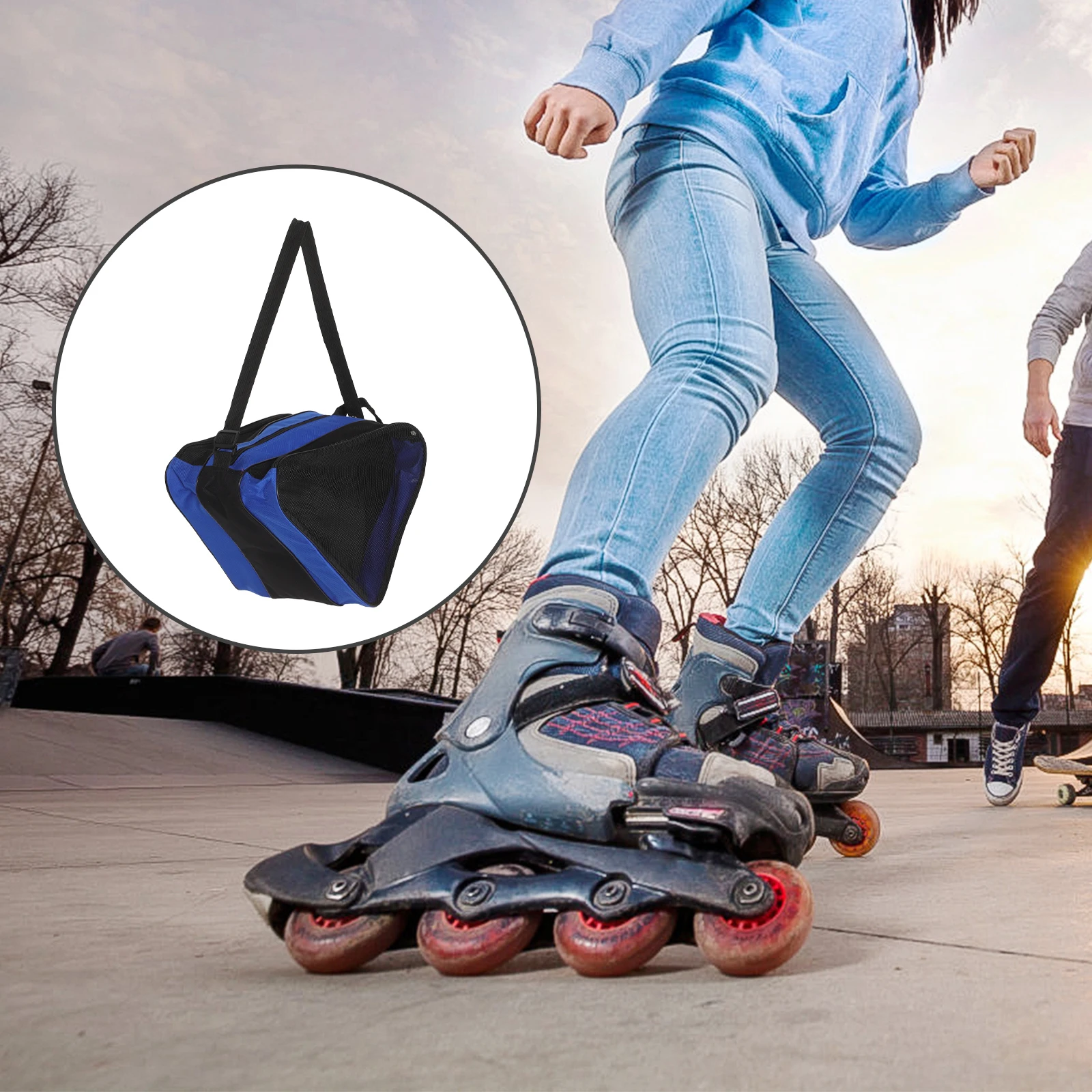 

Ice Skating Bag Girls Roller Skate Storage Bag Double Shoulder Thickened Lightweight Organizer For Skates