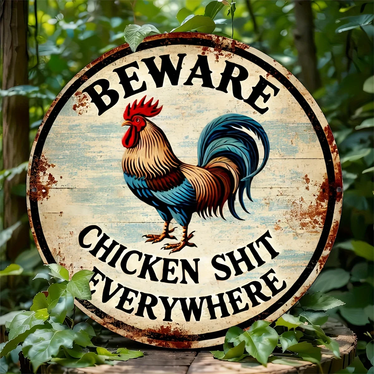 2D Flat - 1pc Vintage Warning metal Sign for Farm Chicken Coop, 