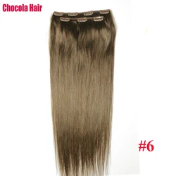 Chocala-Extensions de cheveux humains brésiliens Remy avec clip, 20 