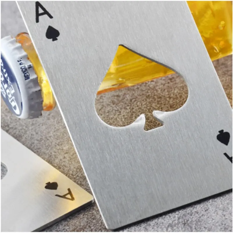 Ace of Spades Credit Card Size Bottle Opener Creative Playing Card Shaped Portable Stainless Steel Bottle Opener