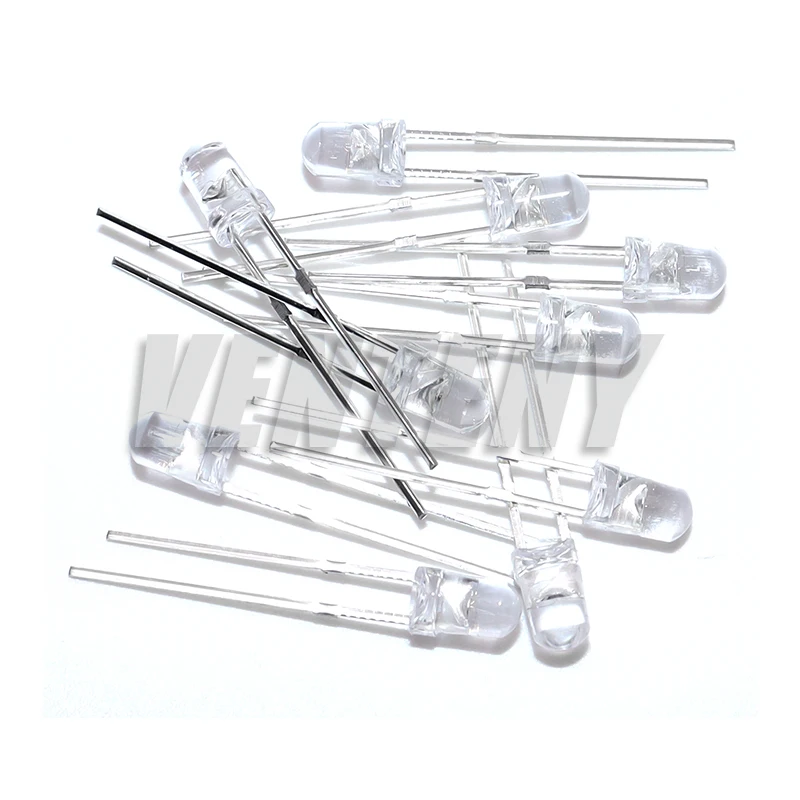 100pcs 3mm LED Diode Ultra Bright Warm White Red Green Blue Purple Yellow Orange Pink 2V 3V Multicolor Emitting Assortment view 2