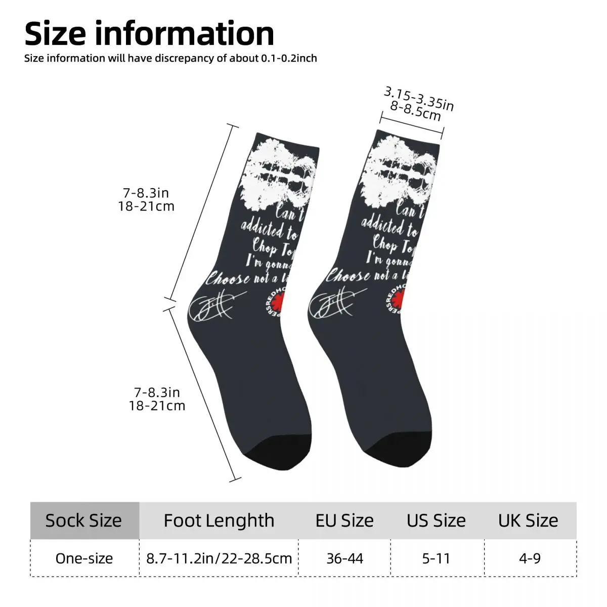 Elin Compression RHCP Can't Stop Addicted to The Shindig Chop Sock for Men, Vintage RHCP Quality Pattern Crew Sock, Nouveauté