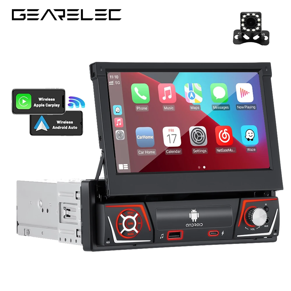 Gearelec 1 Din Car Radio Android CarPlay Multimedia Video Player 7