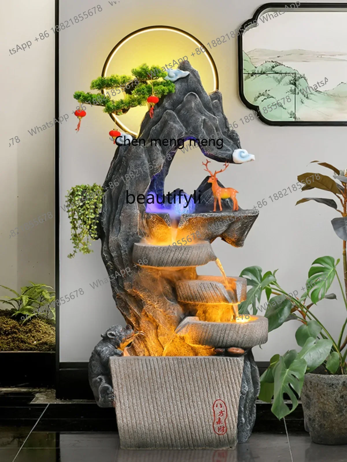 X  Office living room floor rockery flowing water fountain decorative ornament feng shui wheel circulating water landscape