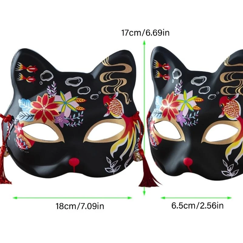 39BD Hand bemalte Füchse Maske halbe Gesichtsmaske Maskerade -Dekorationsmaske