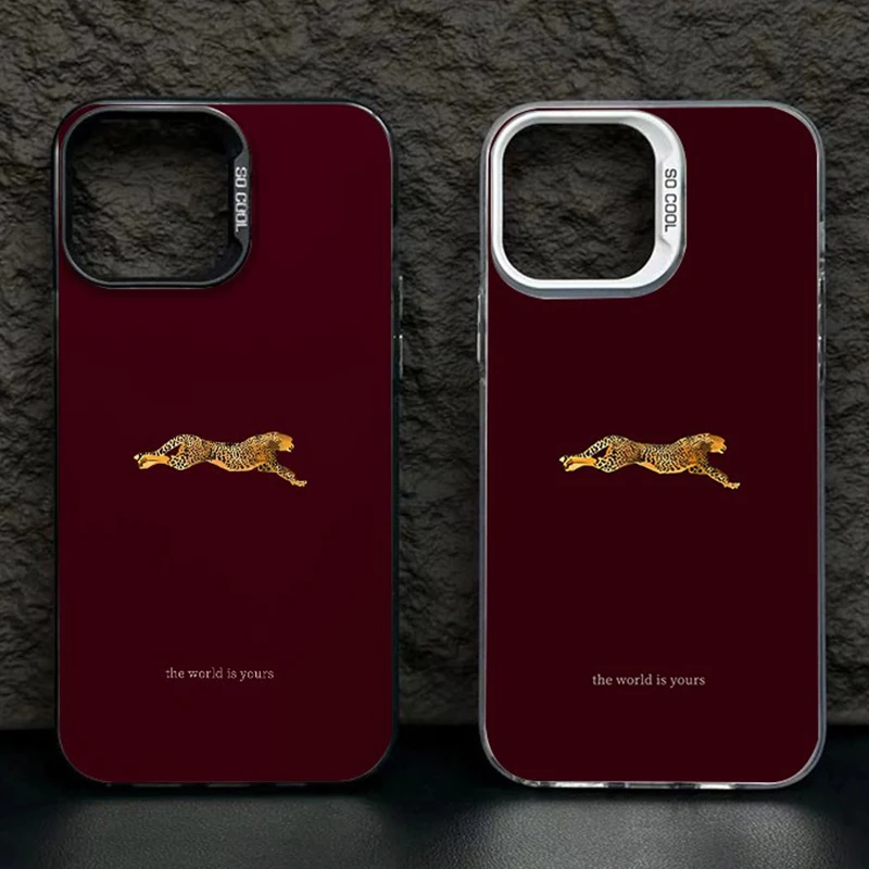 Fashion Leopard Print Burgundy Phone Case For iPhone 17 Pro Max 17 Air 16E 16 Plus 15 14 13 12 11 XS XR X 7 8 SE2 13 Mini Cover