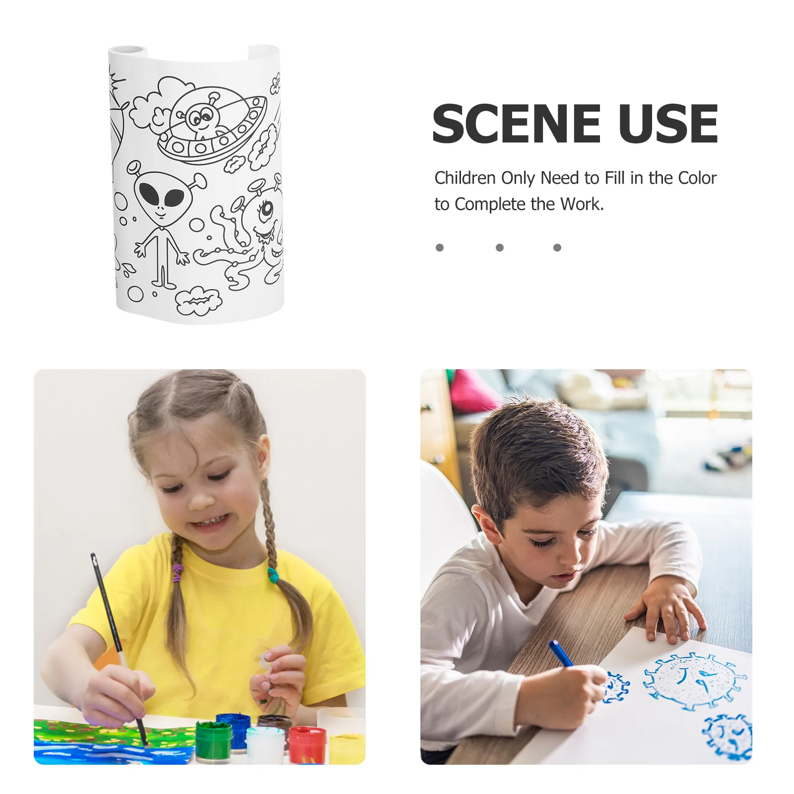 Poster da colorare gigante Rotolo di carta da disegno a tema spaziale per bambini Supporto adesivo da parete Attività d'arte educativa per bambini