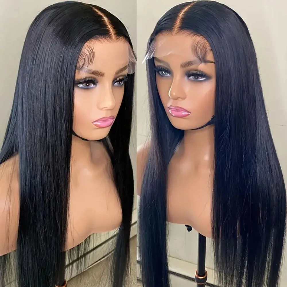 Pre Plucked 200 ความหนาแน่นผมมนุษย์ 13x4 13x6 ลูกไม้วิกผมผมมนุษย์ตรงธรรมชาติสีWigsสําหรับผู้หญิง # 1B