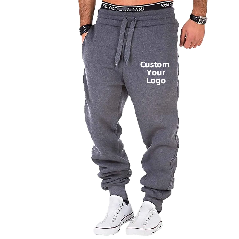 Sesuaikan logo Anda celana pria modis celana olahraga serut celana Jogging celana kasual longgar Sweatpants