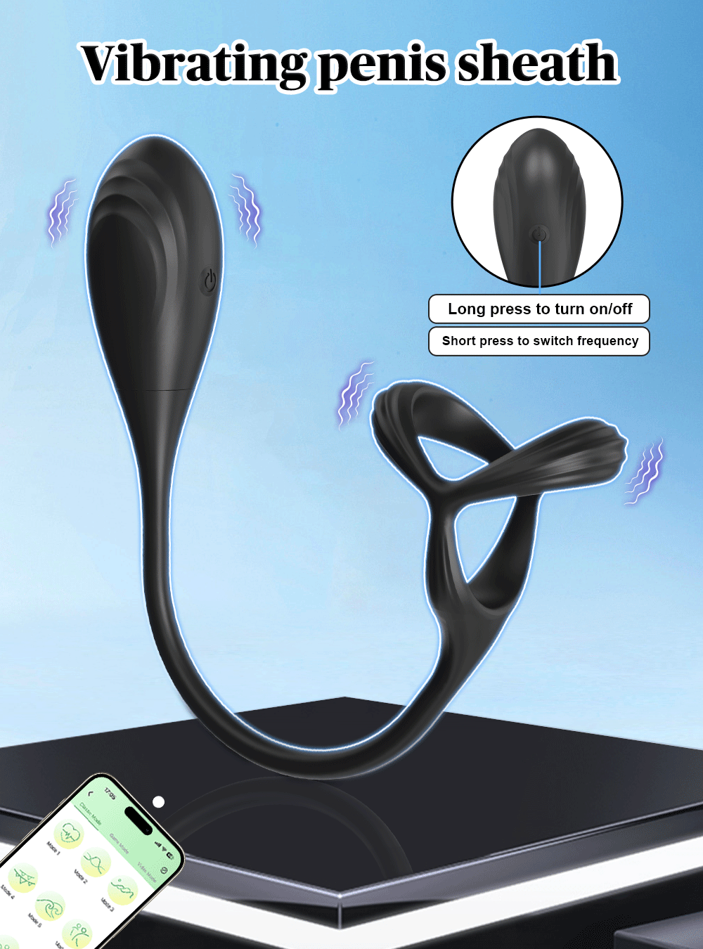 Male 2-in-1 Cock Ring and Anal Butt Plug Vibrator