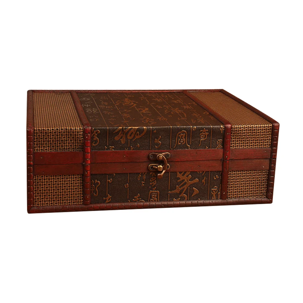 

Wooden Storage Box for Books Documents Jewelry Vintage Desktop ganizer Large Capacity Wood Case No Lock Chinese Style
