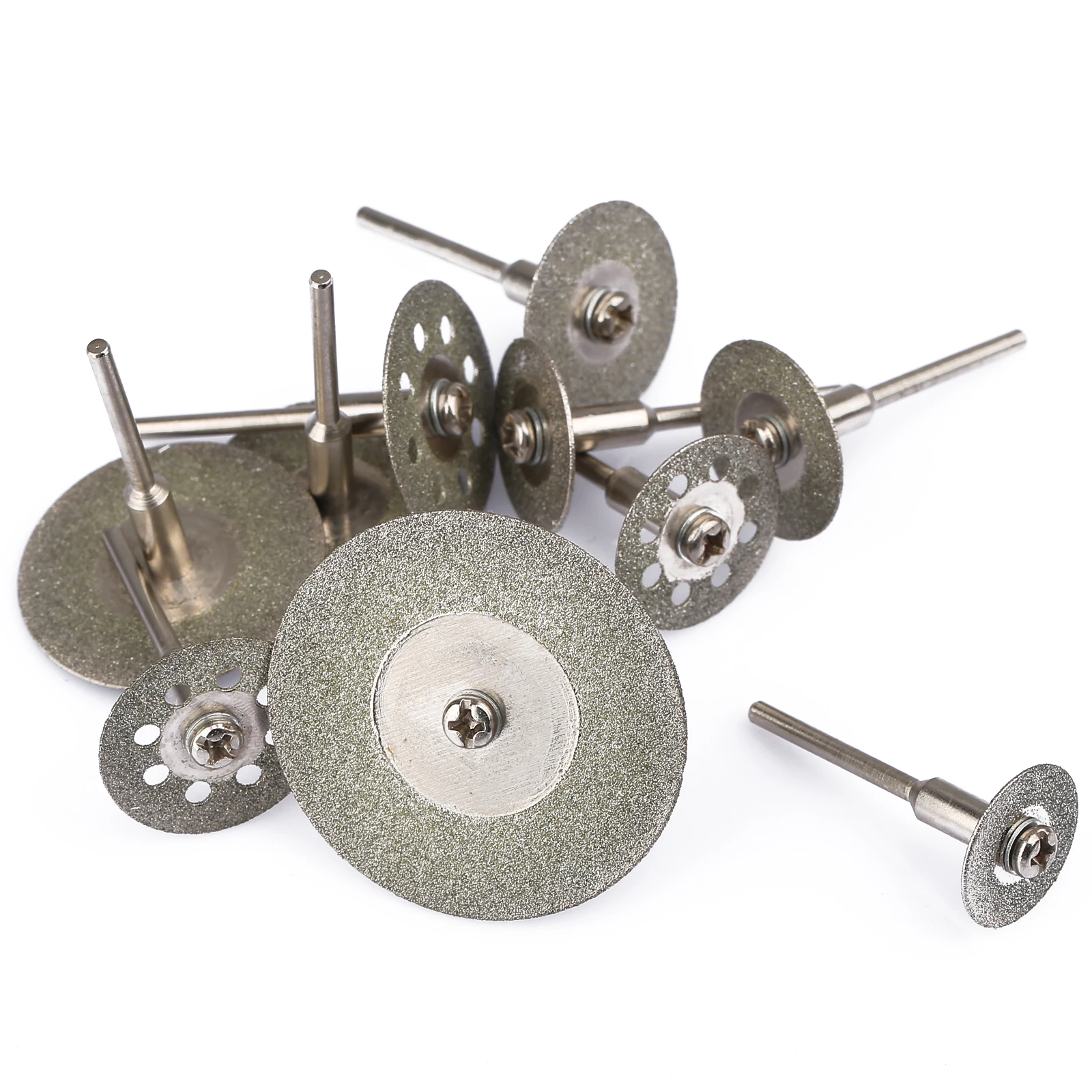 แผ่นตัดเพชร10ชิ้นสำหรับสว่านไฟฟ้าเครื่องบดตัดใบเลื่อยสำหรับเครื่องมือโรตารี่ dremel อุปกรณ์เสริมก้าน3.0มม.