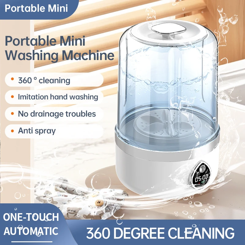 Mesin Cuci Mini Isi Ulang Perjalanan Portabel Pakaian Dalam Kecil Kaus Kaki Mesin Cuci Ember Binatu Dehidrasi
