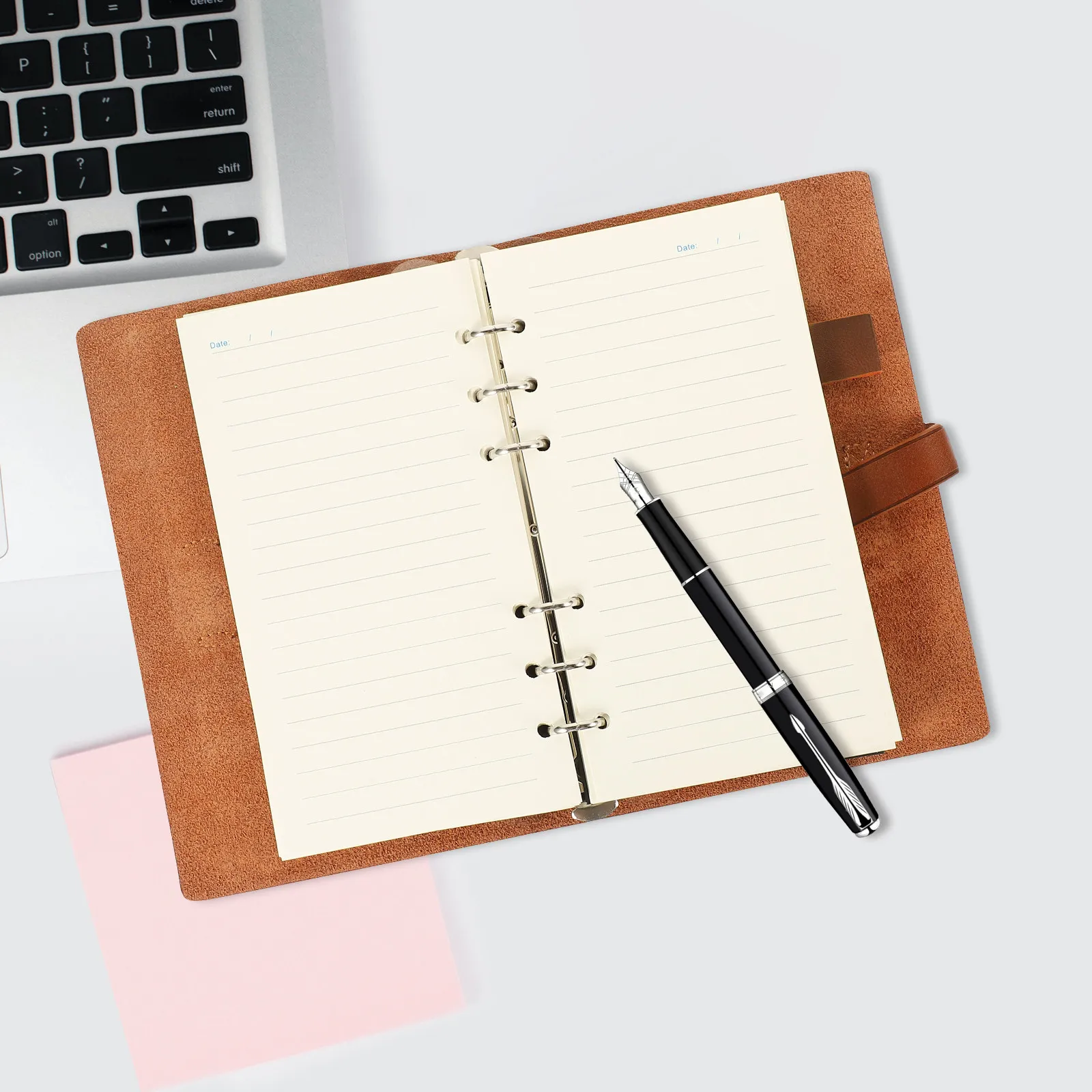 Creative Loose Leaf Notebook Journal Retro Travel Writing Diary Round Corner Copper Buckle Daily Planner Refillable