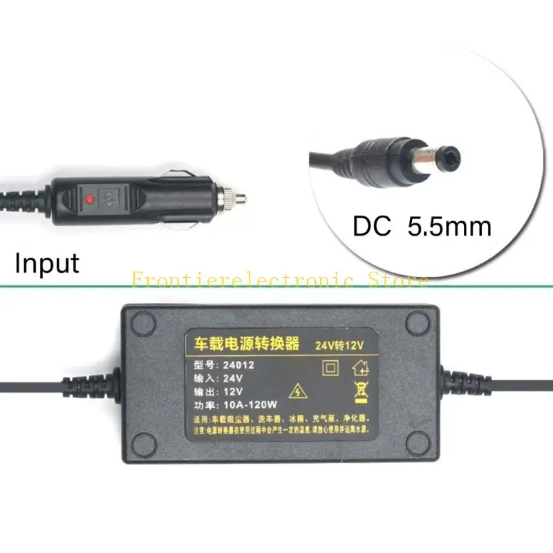 G8DB 24V Truck Power Supply Adapter with 12V 10A Output, 5525 Male Tip, 120W Rating, 1.5 M Cable and Center Positive Layout for