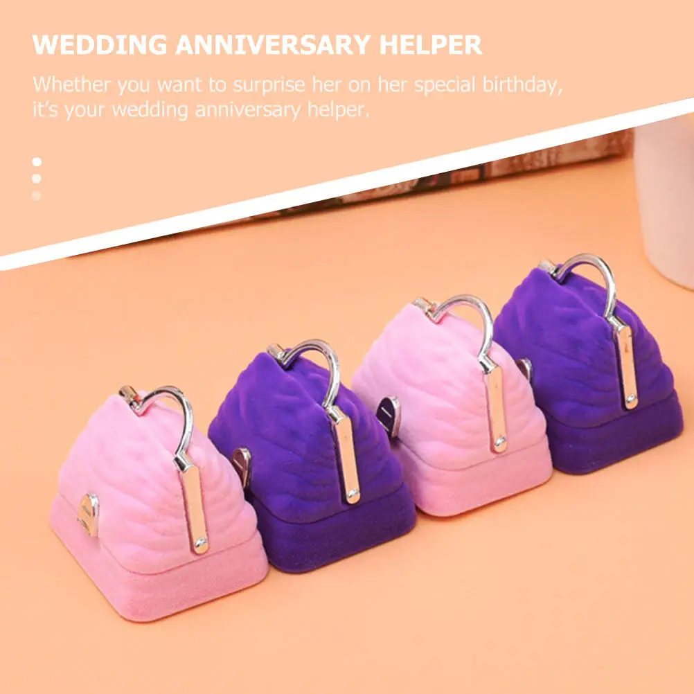 Creative Flannel Jewelry Box Elegant Ring Storage Container Wedding Engagement Gift Case Mini Decorative Storage Organizer