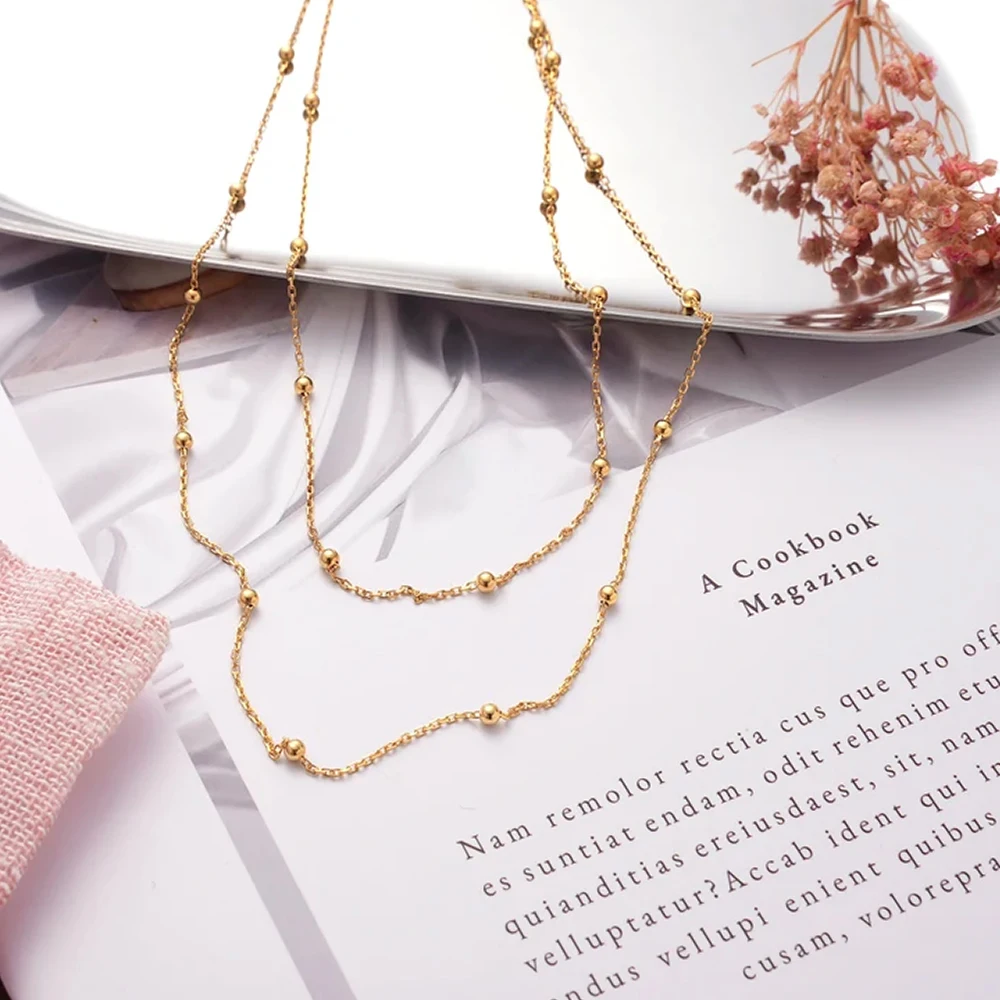 عقد سلسلة من الخرز المستدير من الفولاذ المقاوم للصدأ من EManco ، قابل للتعديل ، قصير ، إكسسوارات نسائية ، بالجملة #5