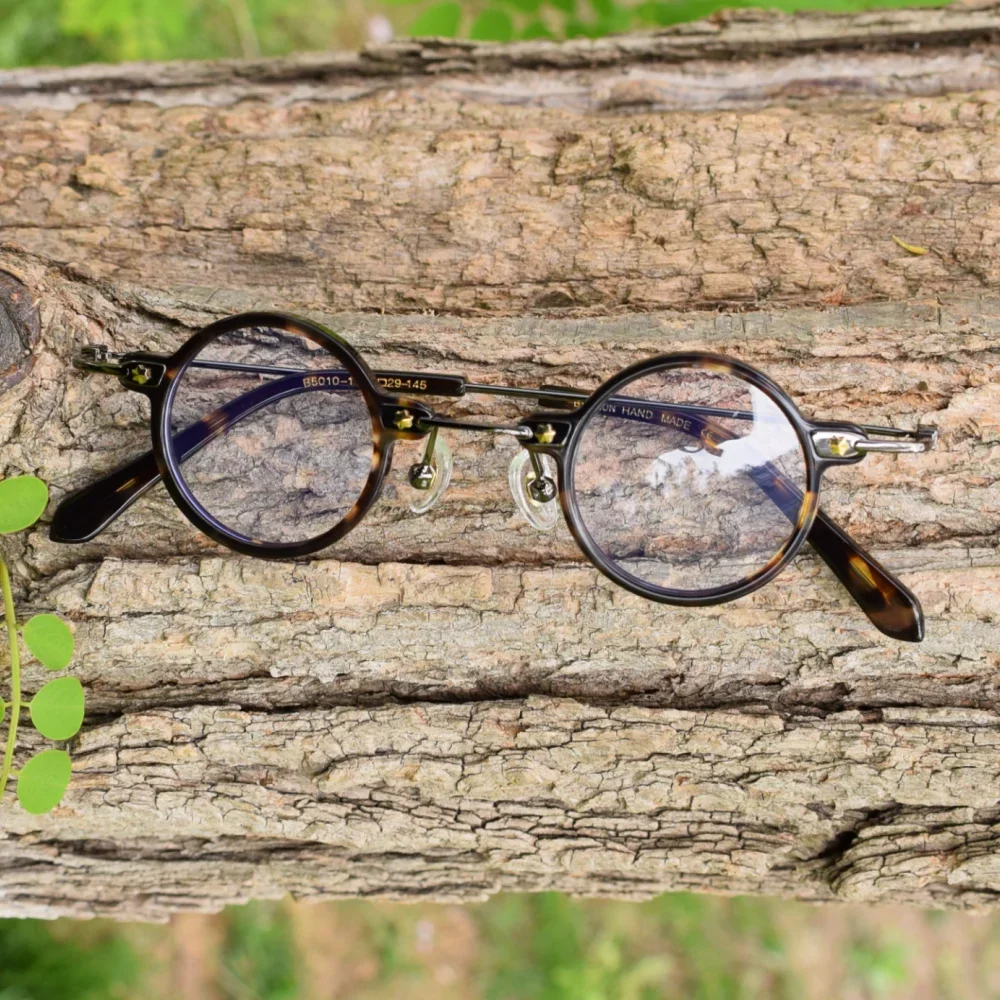 Fashion Retro Small Round 36mm Steampunk Eyeglasses Frames Acetate Vintage Tortoise Glasses Japan Hand Made Men Women
