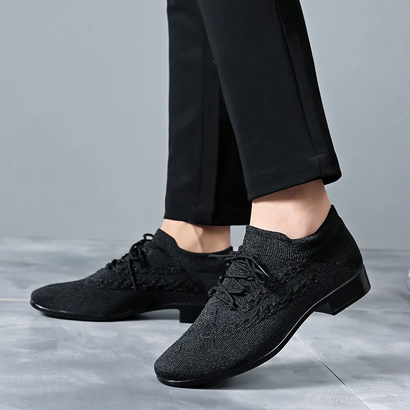 Baskets de jazz modernes pour hommes, chaussures de salsa latine professionnelles noires, chaussures de danse de salon de tango à talons bas, grande taille