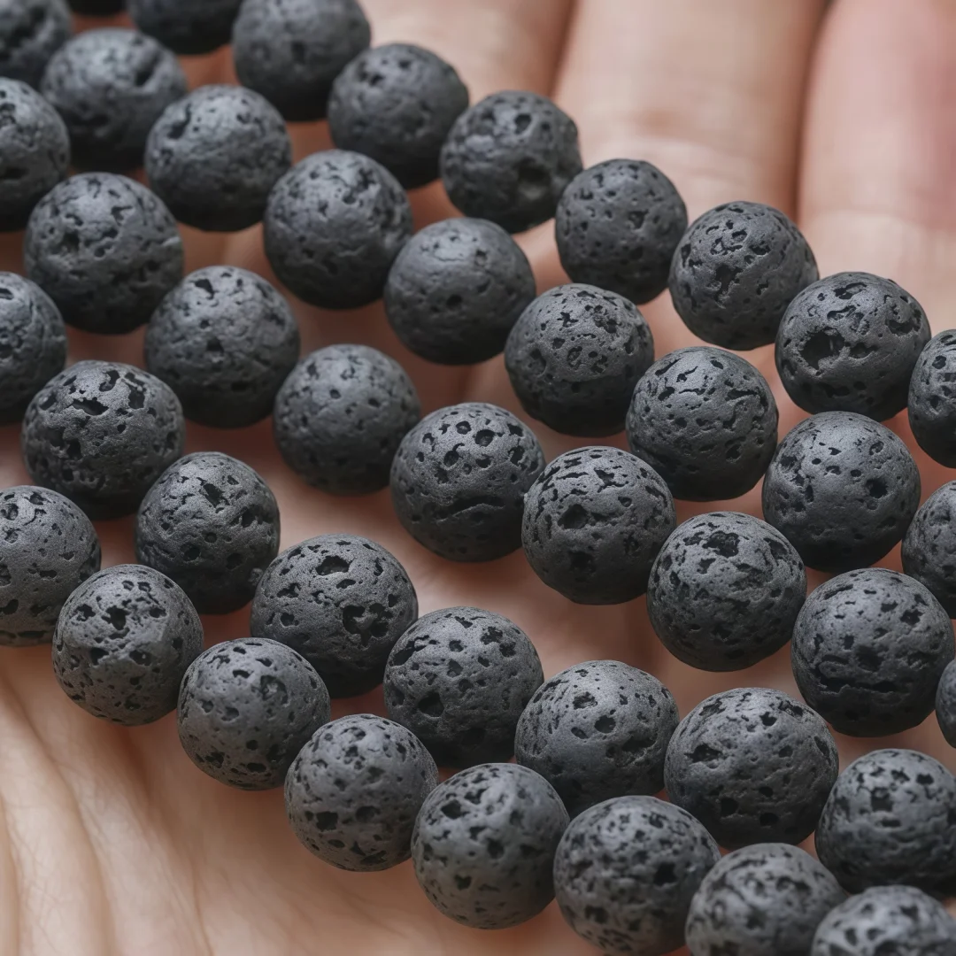 4/6/8/10mm Lava Rock Beads, Natural Stone Beads For Jewelry Making Faceted Gemstone Lava Rock Beads, Semi Precious Round beads