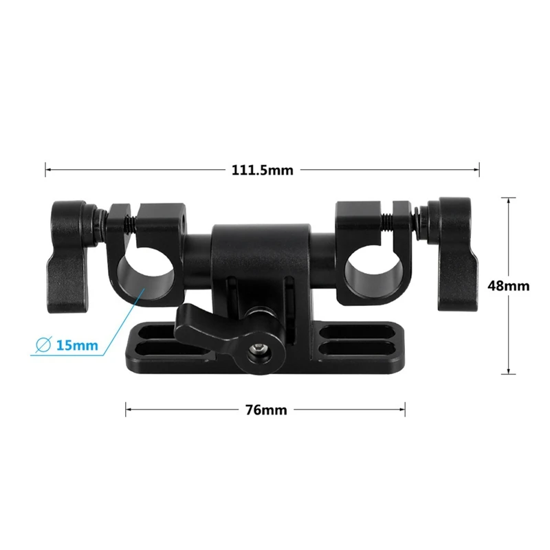 Adjustable 15mm Dual Rod Clamp with 360 Swivel Rod Adapter for Rod Support System Camera Rig Fotografia Accessories-ELEC