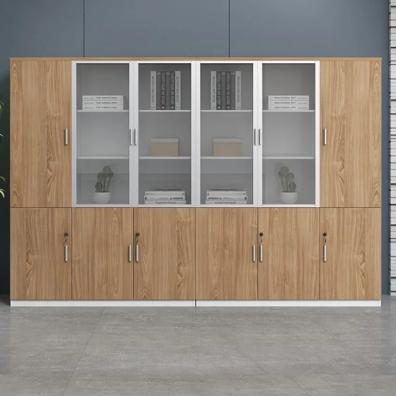 Modern simple office boss table matching bookcase data cabinet file cabinet wooden small