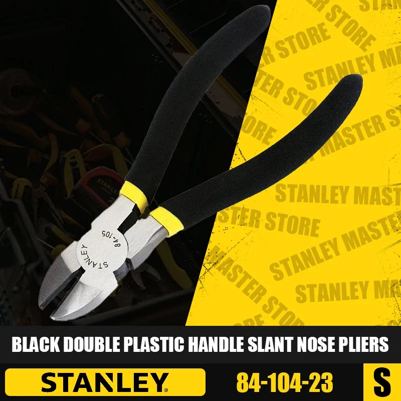 STANLEY 84-104-23 Black Double Plastic Handle Slant Nose Pliers Hand Tools Oblique Pliers Steel Wire Pliers Wire Cutters 5 In