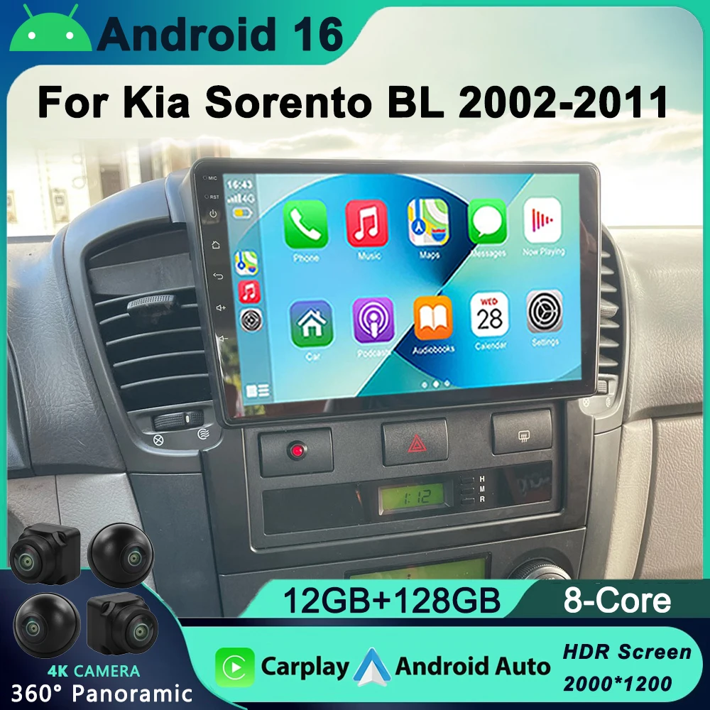 

Android 16 Carplay Car AudioFor Kia Sorento BL 2002 -2011 Android Car Radio Multimedia Video Player Navigation GPS