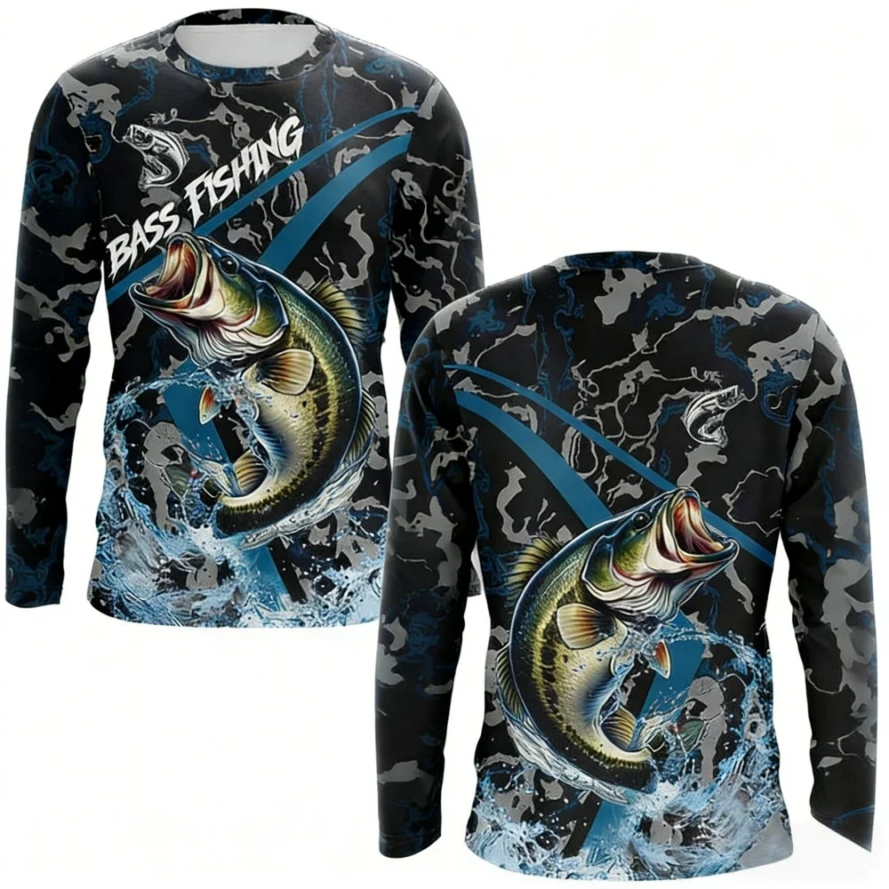Mens Fishing Shirt Long Sleeve UPF Sun Protection Quick Dry Lightweight Breathable Outdoor Hiking Hunting Camo Rash Guard Jersey