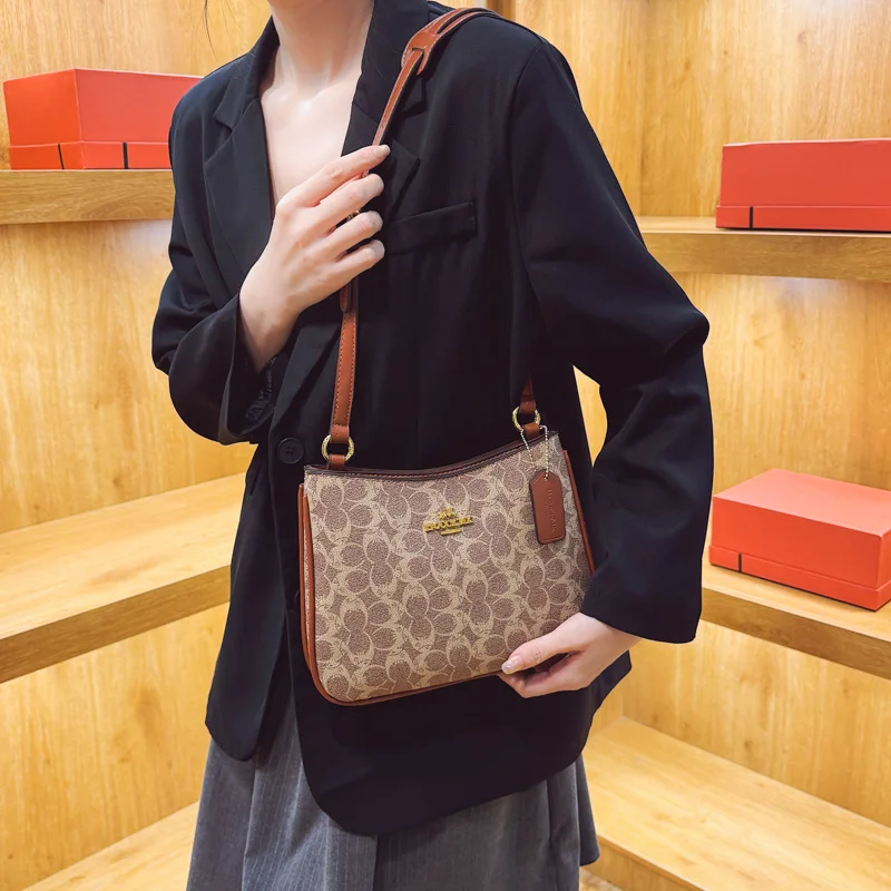 حقيبة الإبط Teri Monogram 2025، حقيبة كتف كلاسيكية أنيقة للنساء، حقيبة كروس عصرية ومحفظة بمقبض علوي