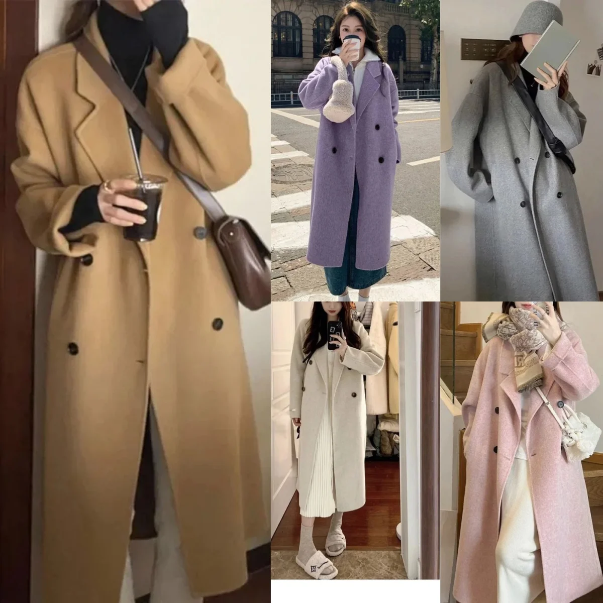 Double-Sided Woolen Goods Medium-Length Women's Overcoat 2024 Autumn Winter New Style Korean-Style Knee-Length Woolen Jacket