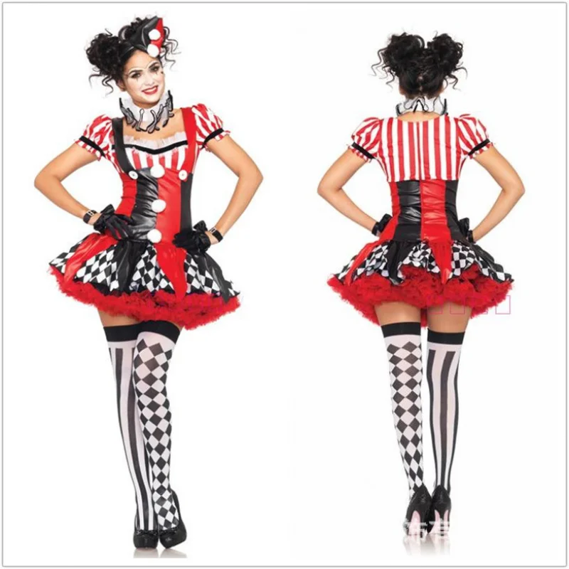 Cosplay Children's Day Circus Clown Costume Halloween Masquerade Cute Clown Costume Adult Female Clown Performance