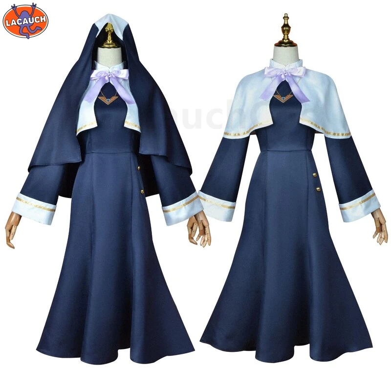 Engage Kiss Sharon Holygrail Anime Cosplay Costume Yellow Wig Nun Gown Robe Blue Dress Uniform Outfits Halloween Party Costumes