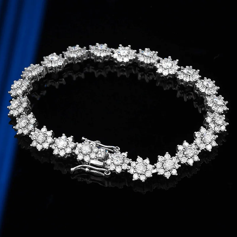 

Роскошный браслет из цельной платины PT950 Bamang Star с муассанитами и бриллиантами, женский браслет с полным покрытием бриллиантами