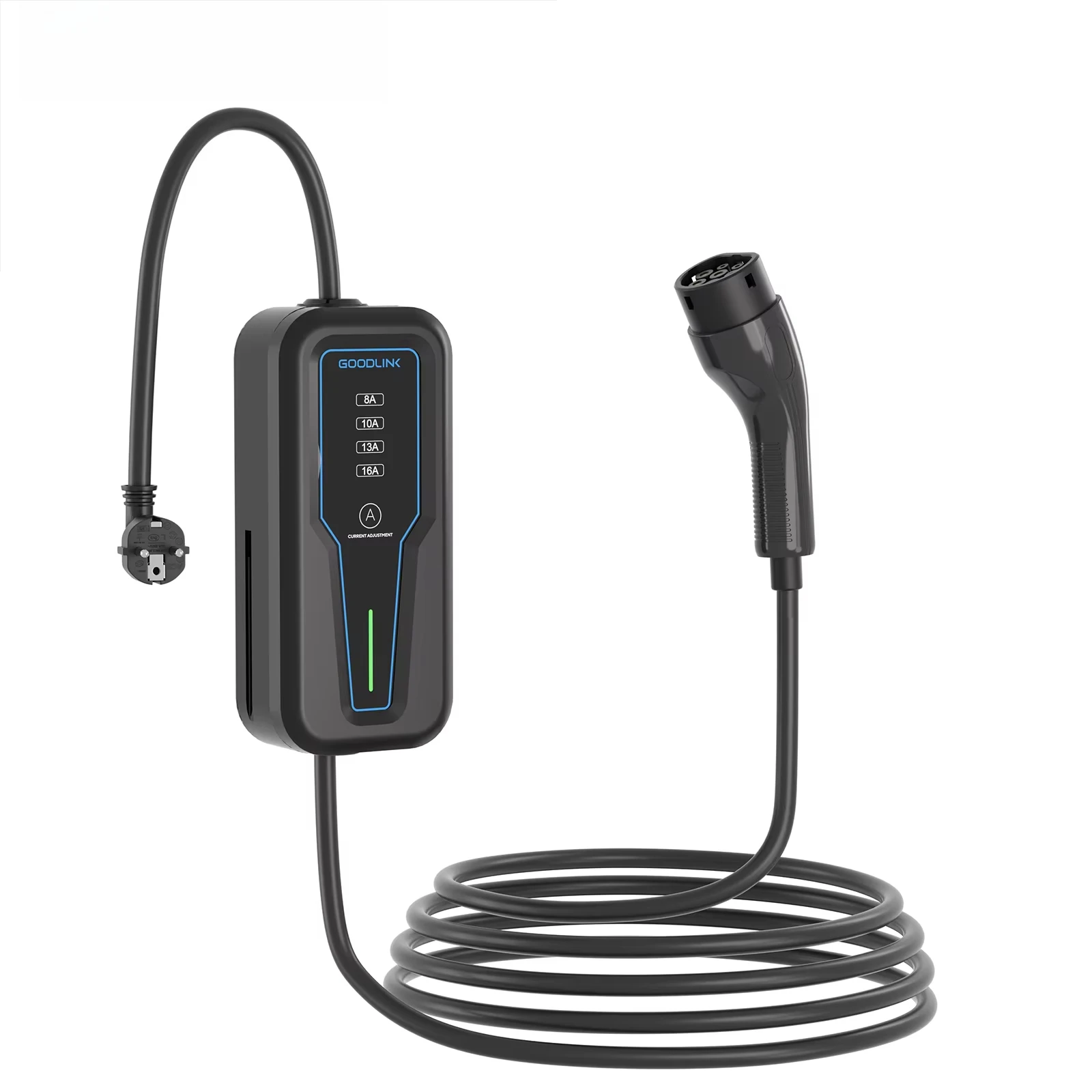 

Hot-selling Goodlink EV portable charger with LCD screen, output power 9.6kw, current 40A, suitable for TSL /TYPE1 /2