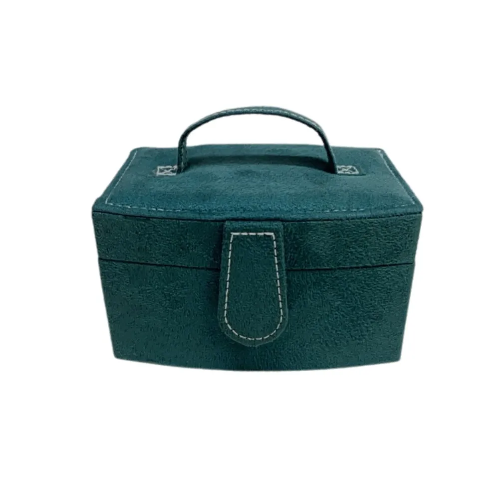 

Fashionable Faux Suede Jewelry Storage Box Spacious Single Layer Dustproof Portable Travel Organizer Box Durable Luxury