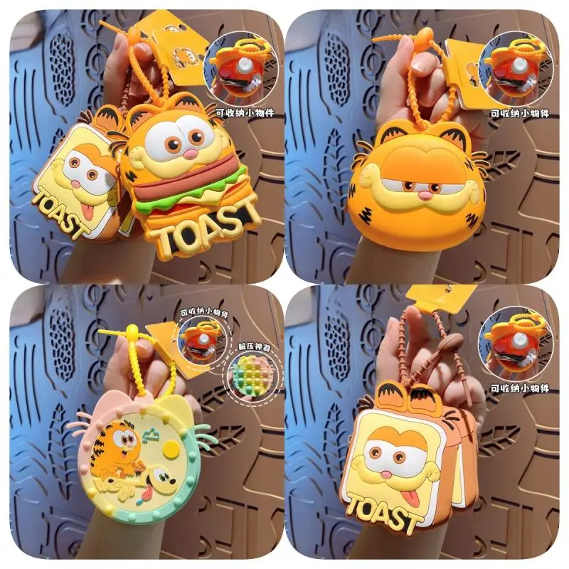 2025 New Cute Garfield Coin Wallet Keychain Pendant Lipstick Earphones Storage Bag Cat Children Boys and Girls Birthday Gifts