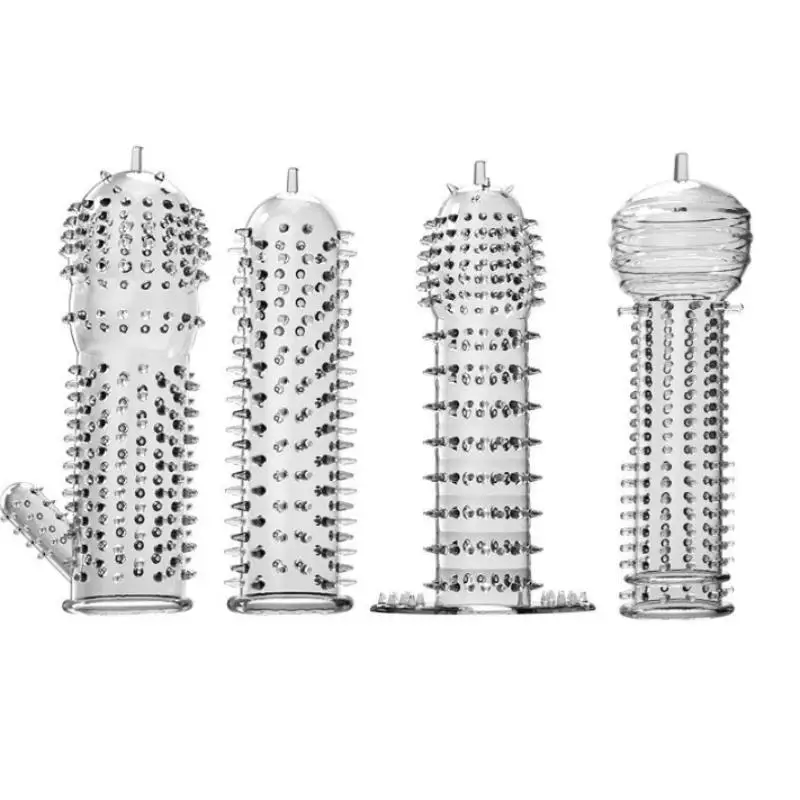 1Pcs Penis Sleeve Condoms For Men Extension Dick Enlargement Delay Ejaculation Spike Clit Massager Cover Crystal Condomsproduct