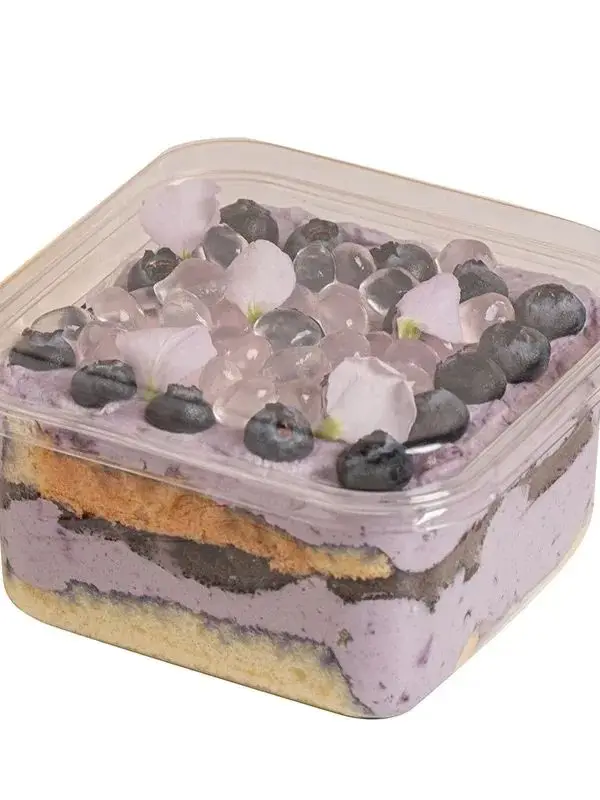 Tiramisu-Box Spezial Einweg Transparente Verpackungsbox Kuchenform Verpackungsaufkleber Quadratische Sojamilch-Dessertbox 10 Stück 400ml – Detail 2