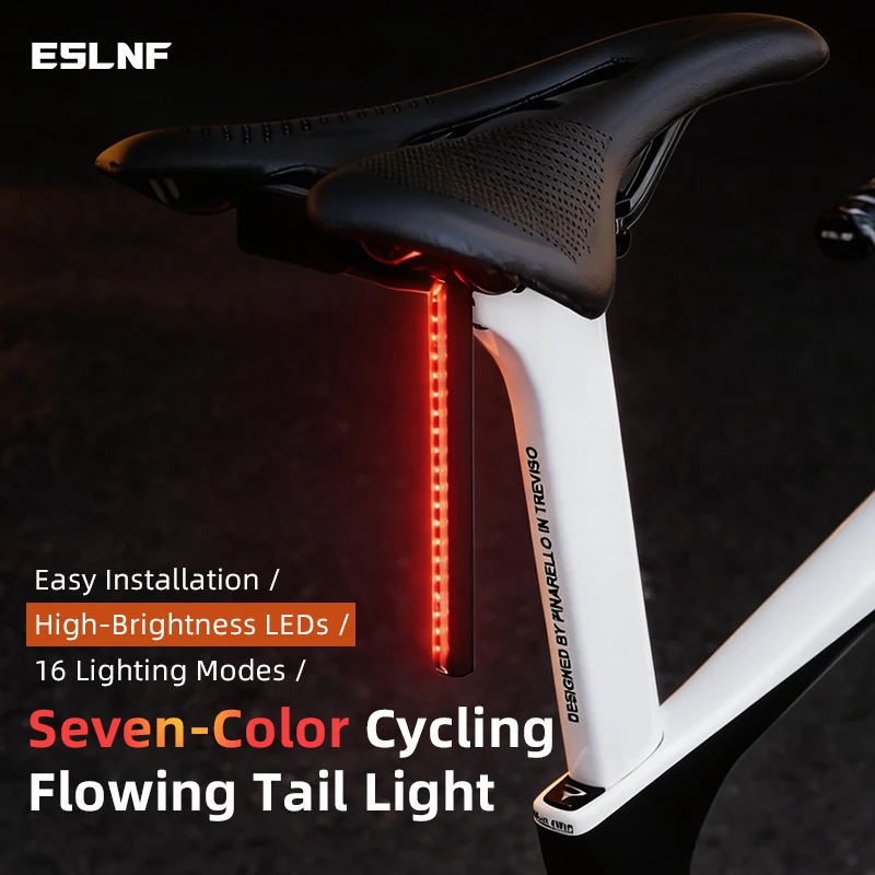 Image of ESLNF RGB Fließendes Licht für Fahrradsitzklemme, 1200mAh Typ-C Wiederaufladbar, IPX4 Wasserdicht für Nachtfahrten