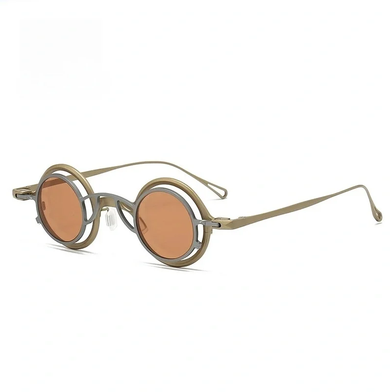 With Case Clip On Sunglass Titanium Eyeglasses Vintage Round Optical Glasses Spectacle Frame Prescritpion Lens RG1911TI