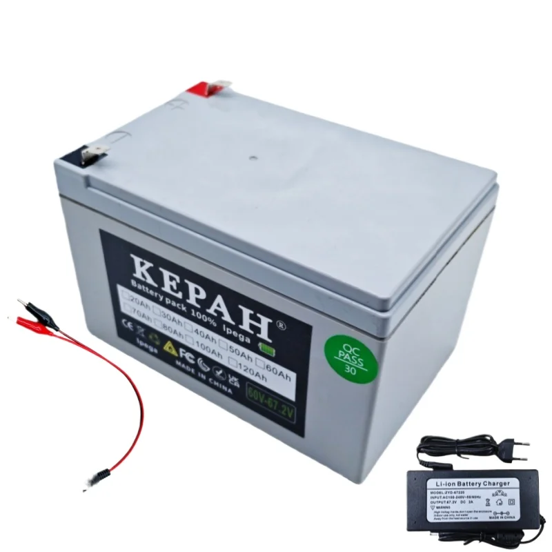 60 V 120Ah 18650 lithium ion batterij 67.2 v 120000 mAh diverse apparatuur batterij Driewieler Backup Zonne-energie opslag, met BMS - afbeelding 2