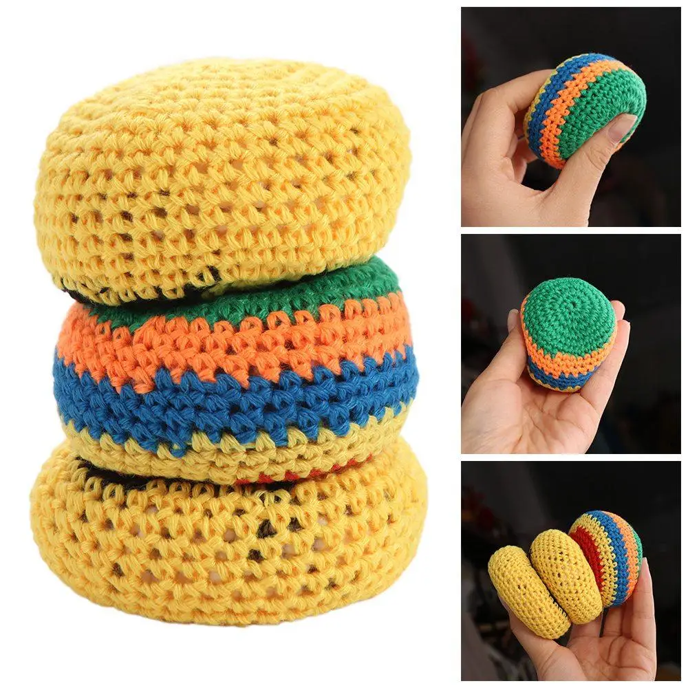 3 Stücke Bunte Jonglierbälle Mini Zufällige Farbe Gestrickte Sitzsäcke Kugel Sportspielzeug Gestrickte Pom-Pom Bälle Lustiges Spiel