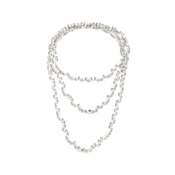 ZAA Shiny Crystal Imitation Pearl Chains Long Necklace for Women Fashion Jewelry Neck Accessories